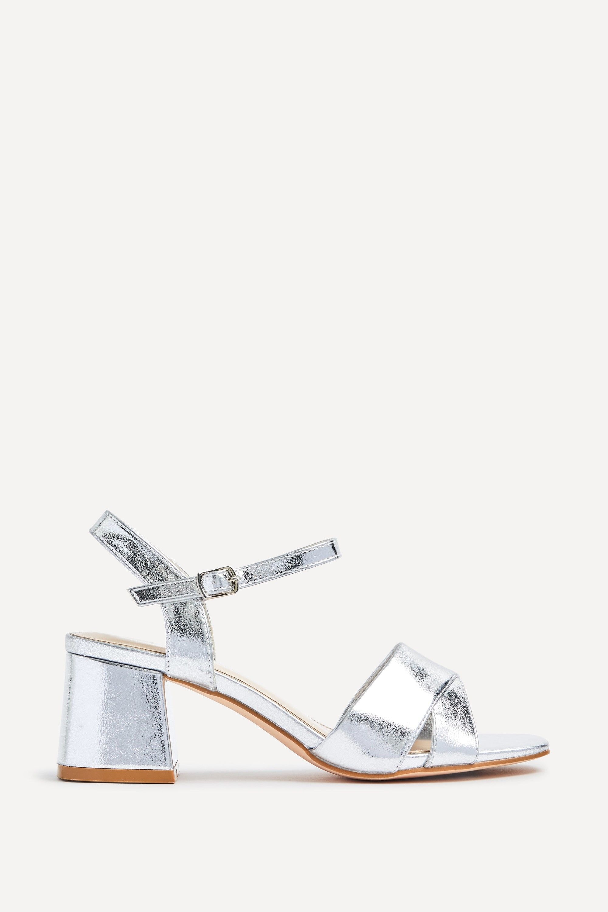 Linzi Vivian Wide Fit Silver Block Heel Sandals