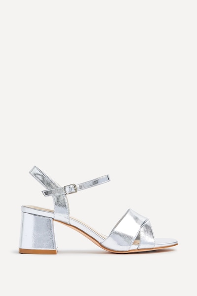 Linzi Vivian Wide Fit Silver Block Heel Sandals