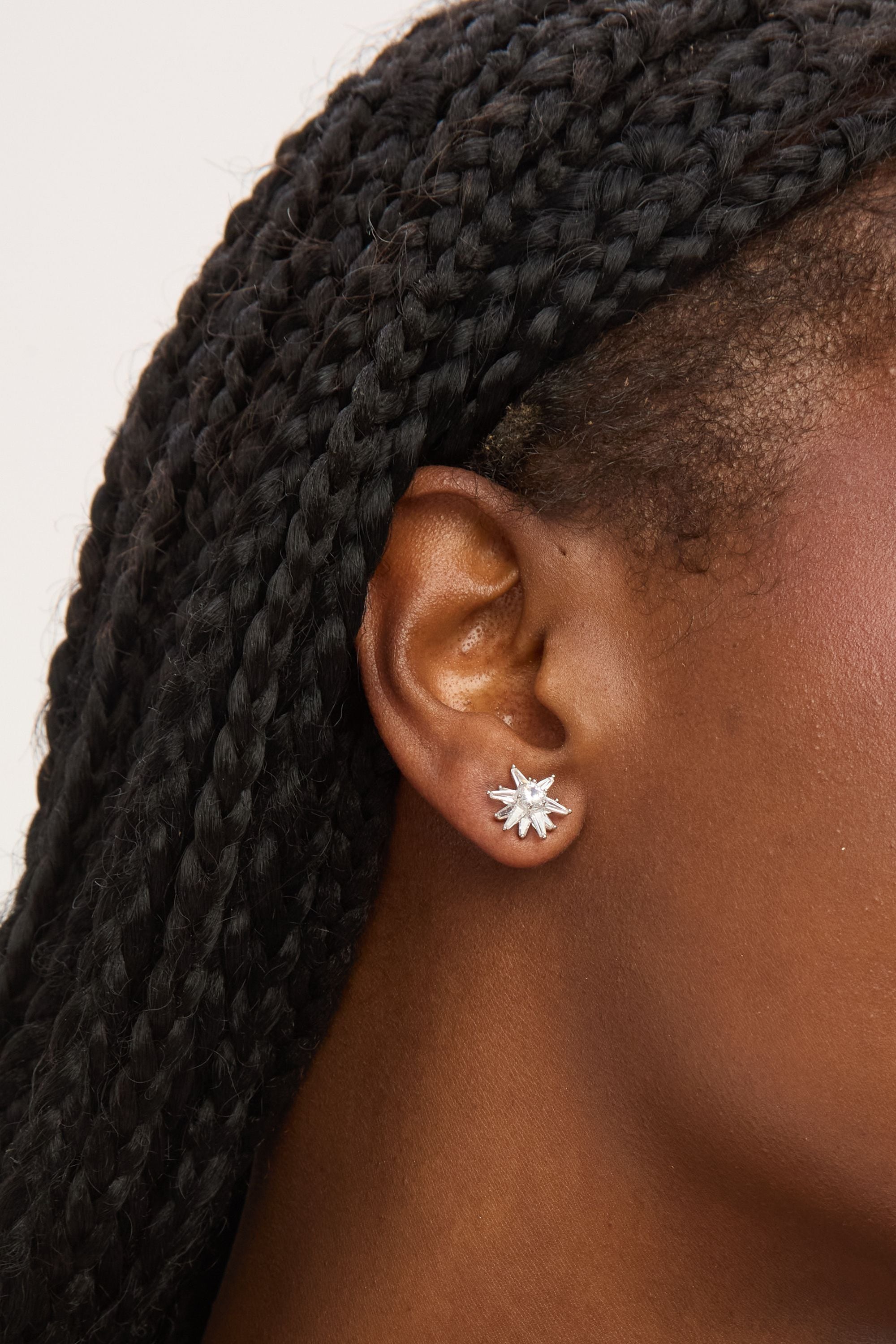 Jon Richard Silver Plated Cubic Zirconia Celestial Star Stud Earrings image 4