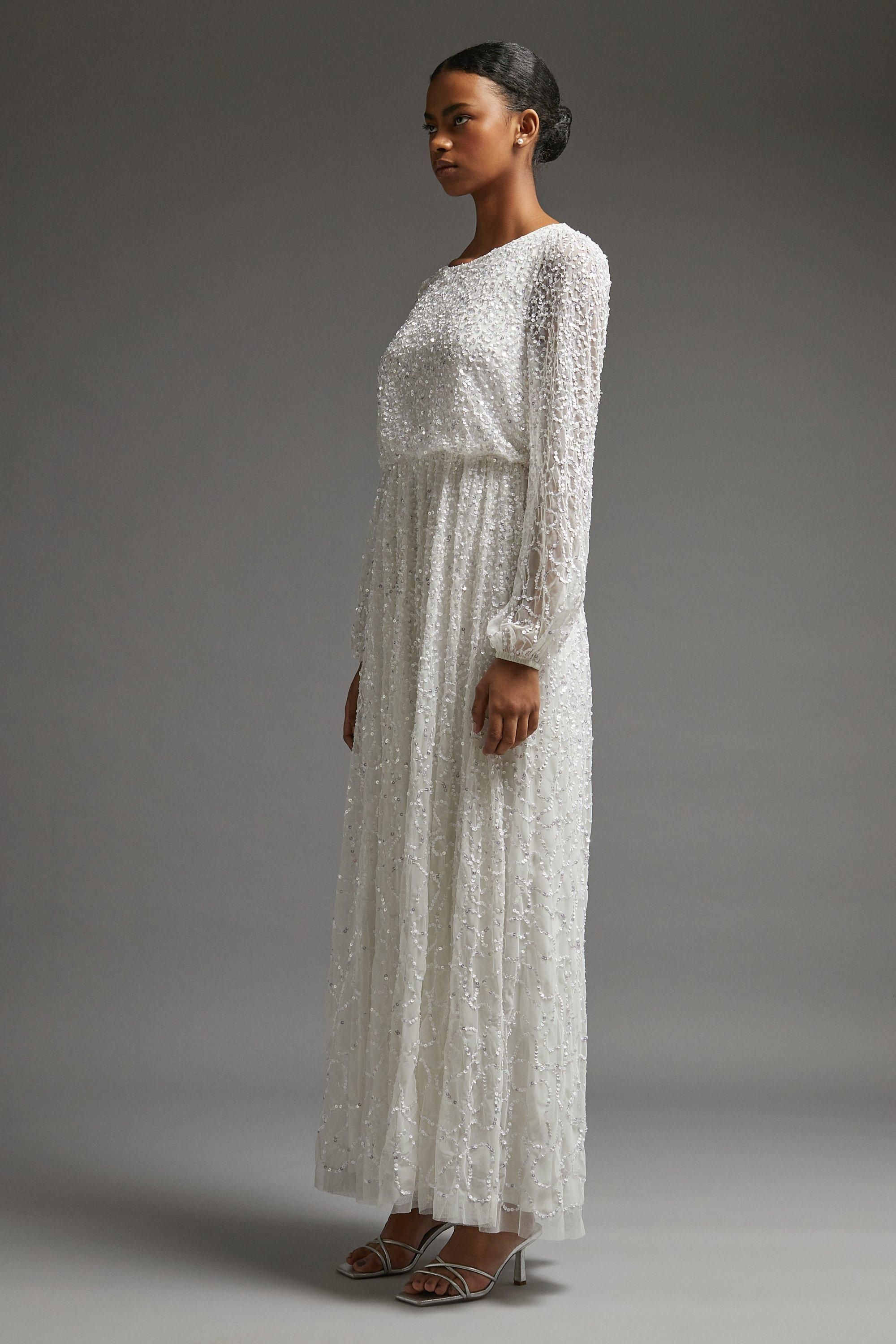 Coast All Over Sequin Long Sleeve Maxi Dress Ivory image 2