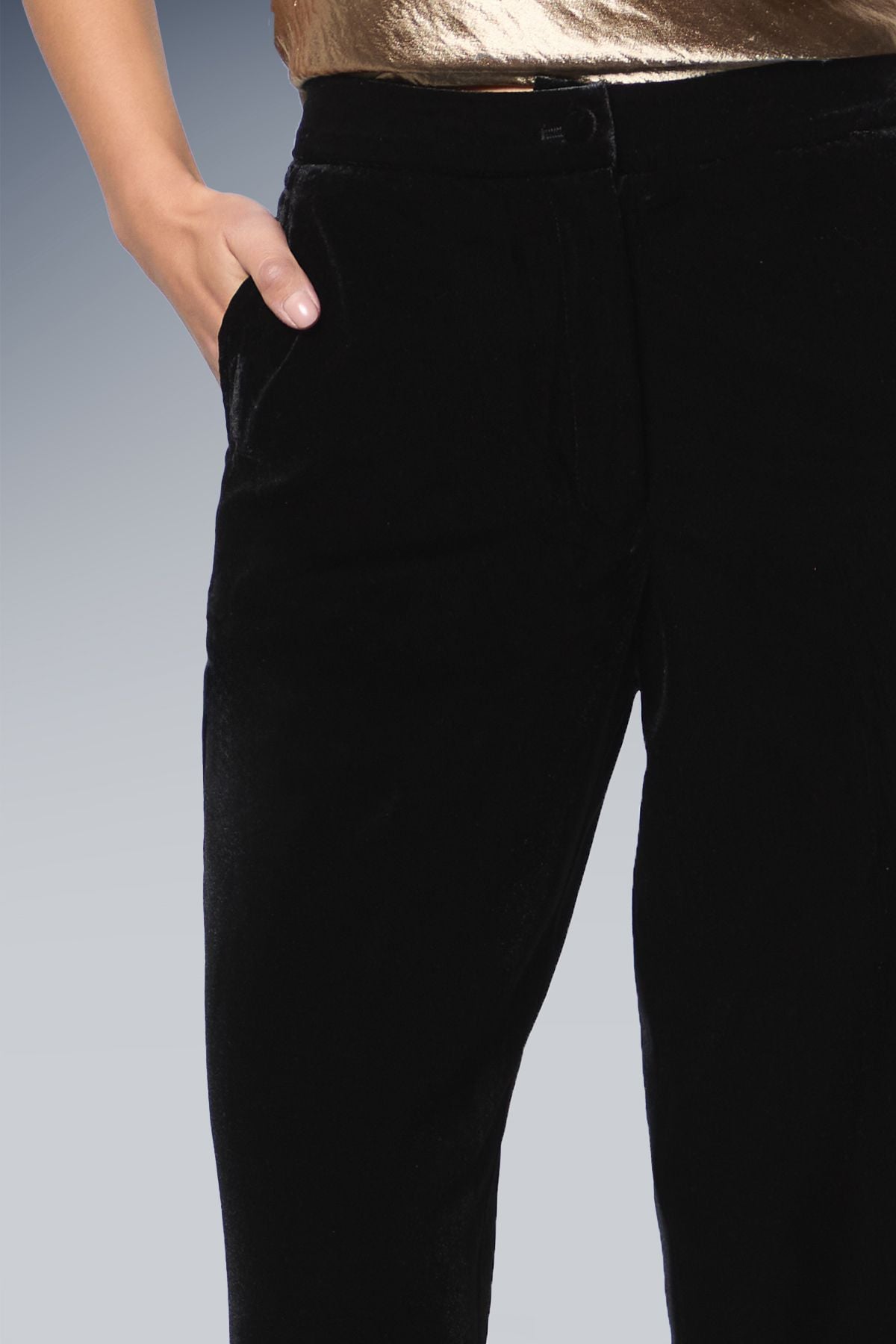 Dorothy Perkins Petite Velvet Straight Leg Trouser Black image 4