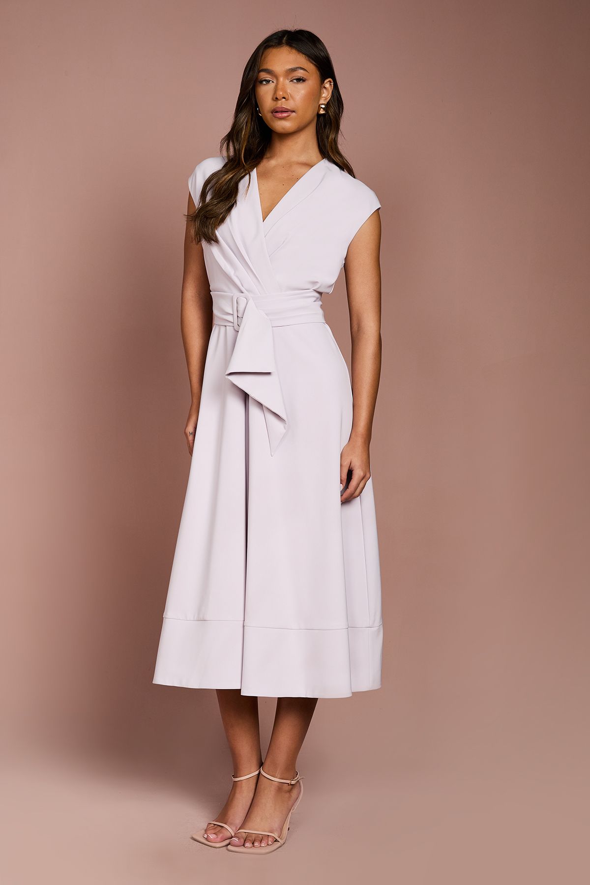 Coast Belted Crepe Dress Lilac