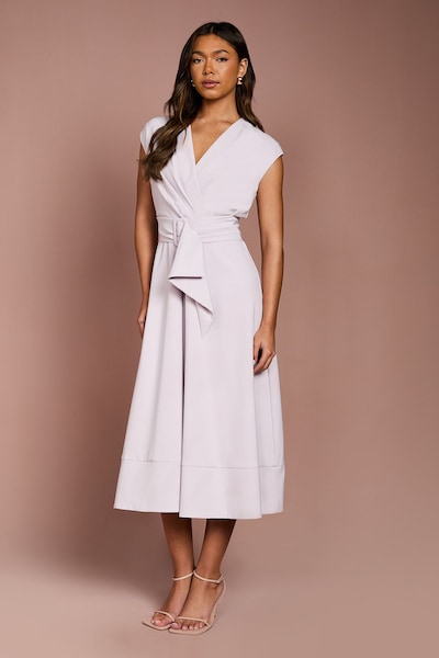 Coast Belted Crepe Dress Lilac