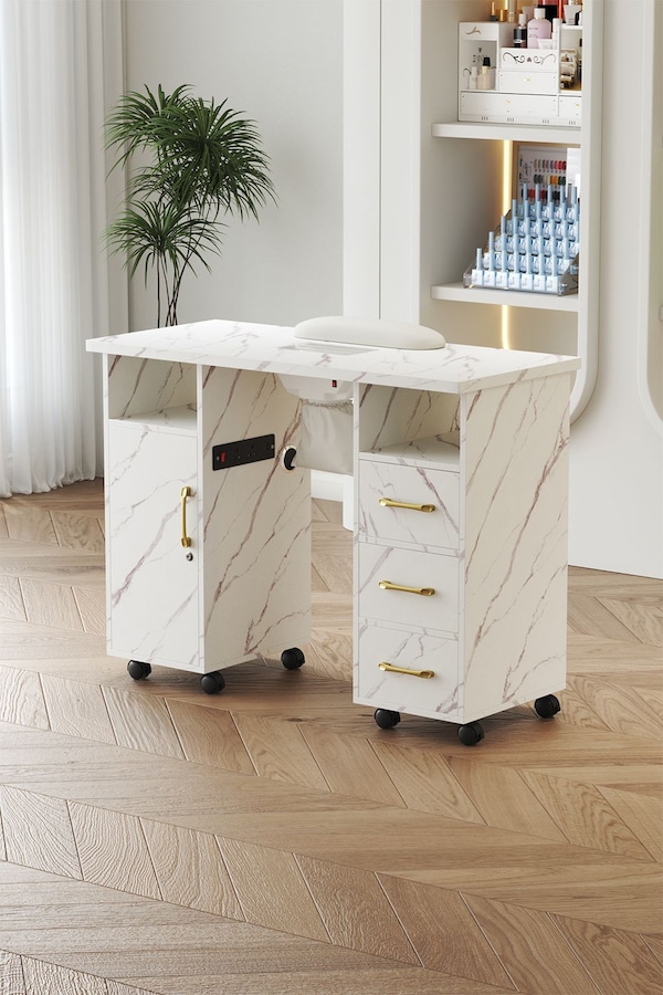SHEONLY Professional Mobile Manicure Table with Built-in Dust Collector