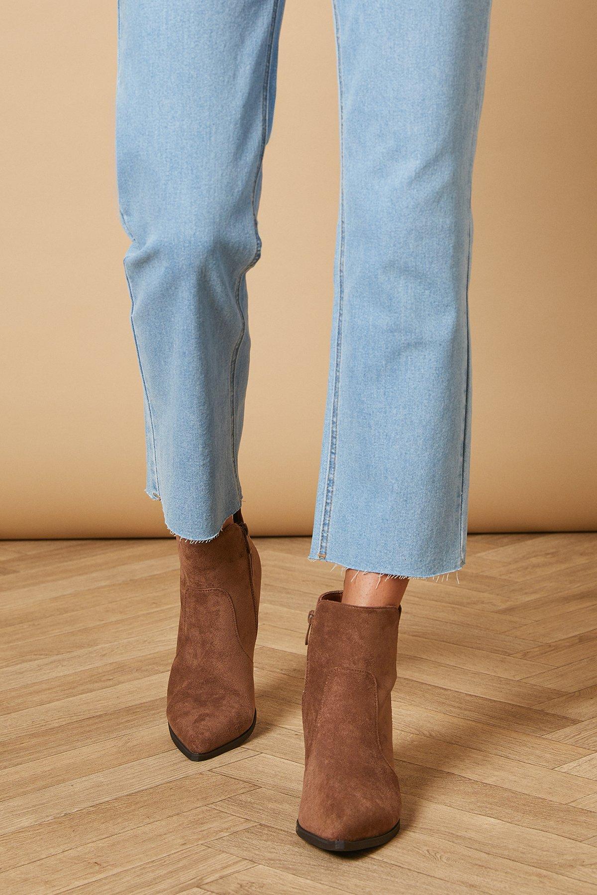 Oasis Sorrel Faux Suede Western Ankle Boots Taupe image 3