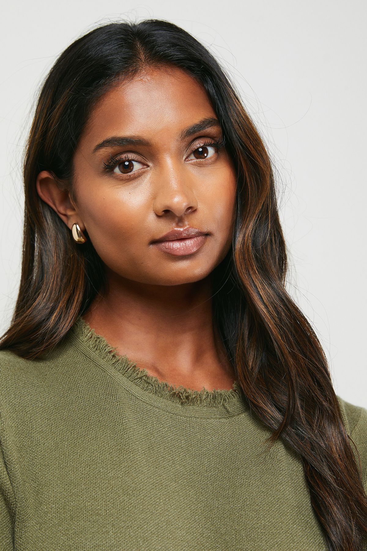 Oasis Fringe Detail Crew Neck Mini Dress Khaki image 5