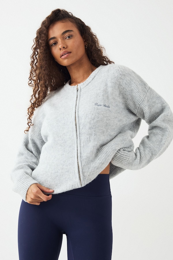 DSGN Studio DSGN Studio Knitted Zip Through Oversized Bomber Ash Grey