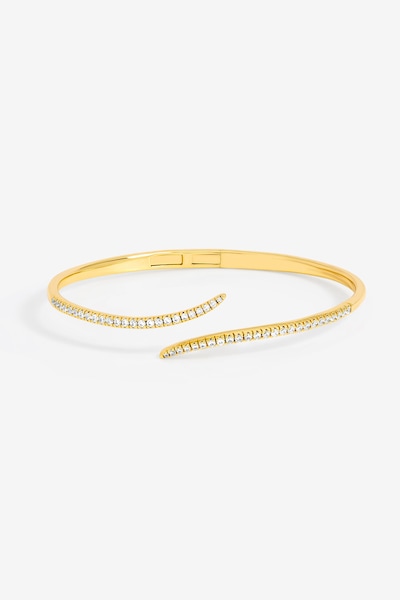 Jon Richard 18K Gold Plated and Pave Curved Open Bangle