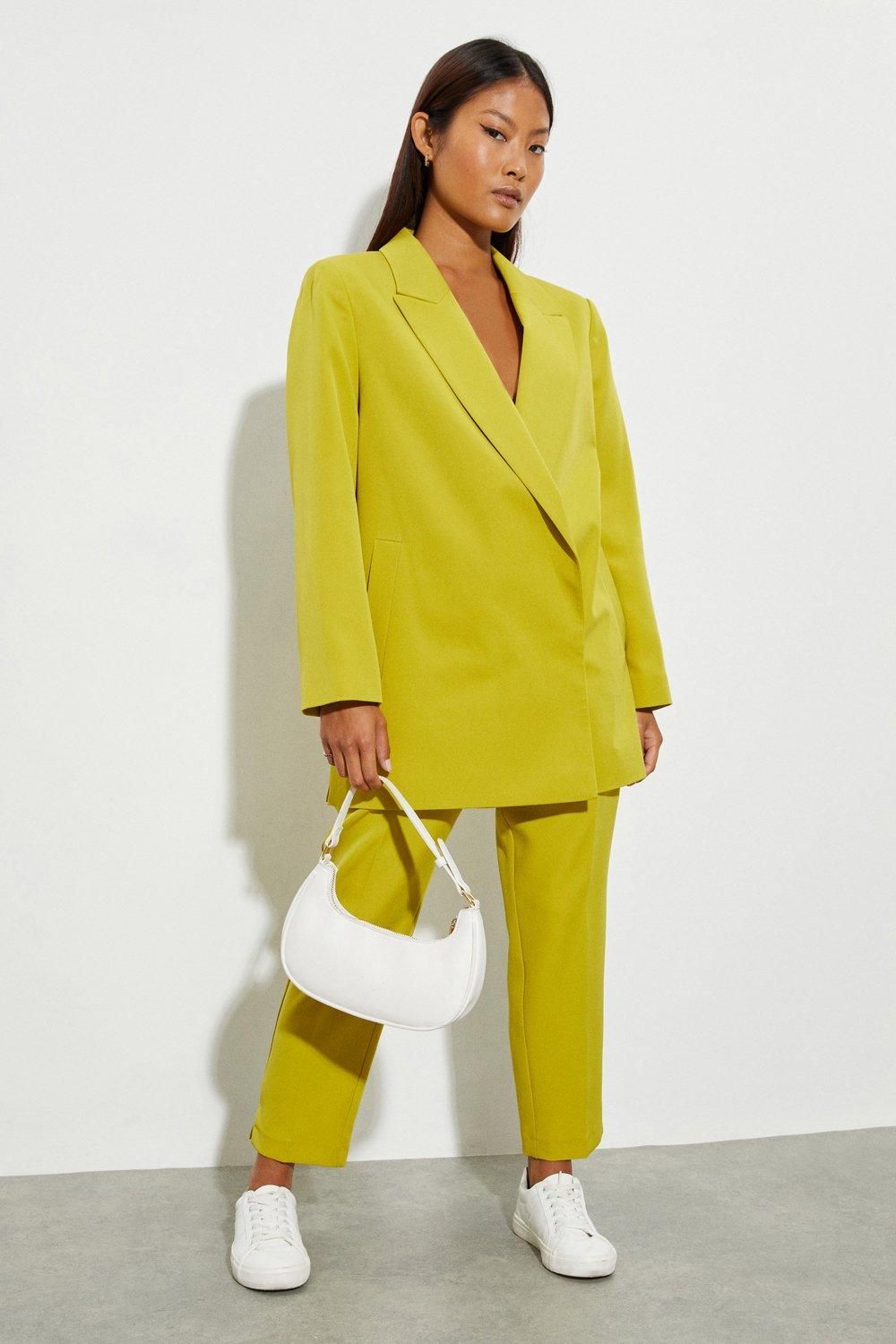 Dorothy Perkins Petite Side Split Double Breasted Blazer Lime image 2