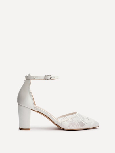 Linzi Essence Ivory Satin Floral Lace Block Court Heel