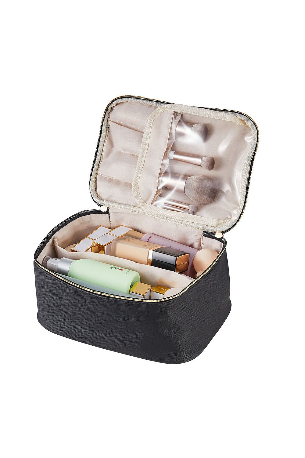 SHEONLY Double Zipper Travel Makeup Bag Travel Portable Cosmetic Bag With Handle and Divider for Women Girls image 5