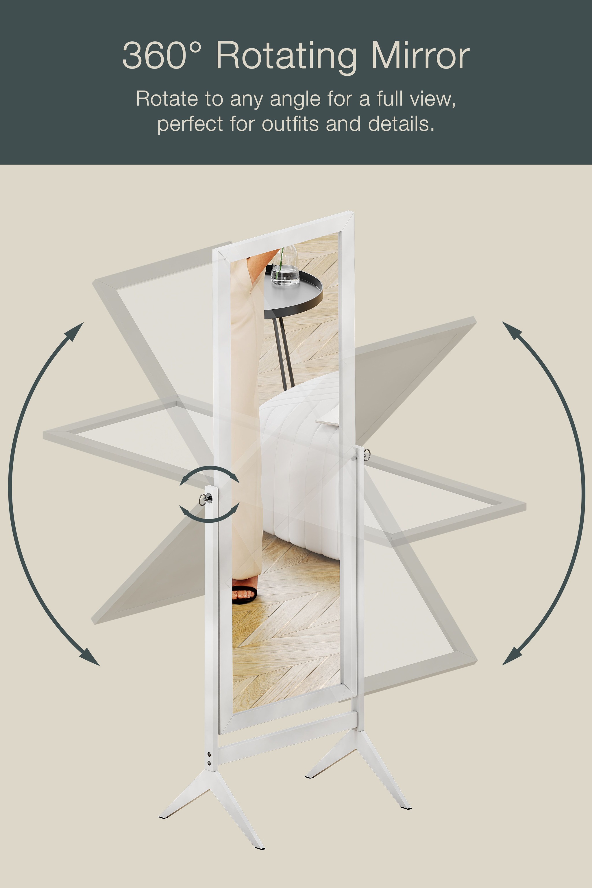 Home Discount Vida Designs Nishano Rectangle Cheval Mirror Full Length Rotating Frame image 6