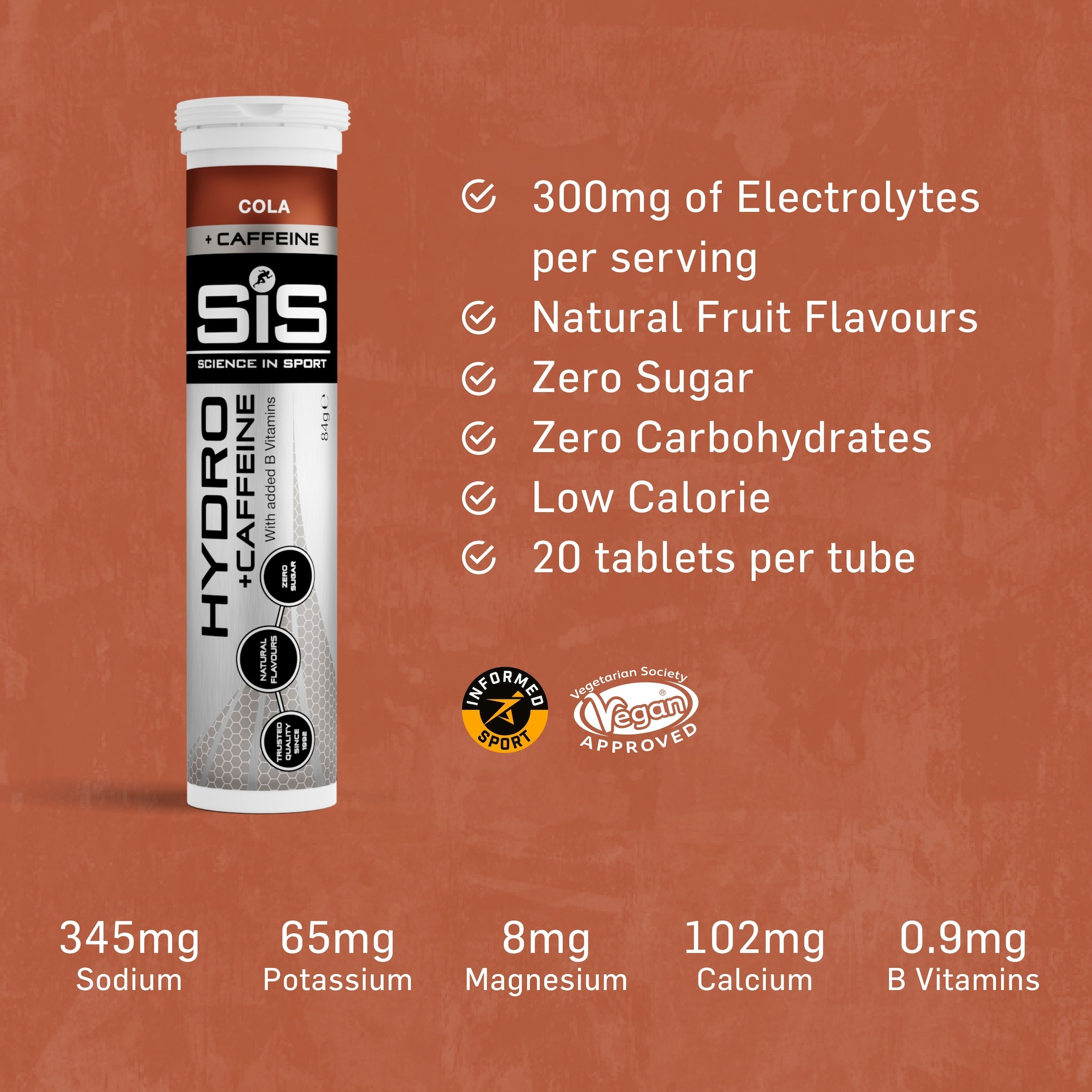 Science in Sport Science in Sport | Hydro Tablets + Electrolytes + Caffeine | Cola Flavour | 20 Tablets image 3