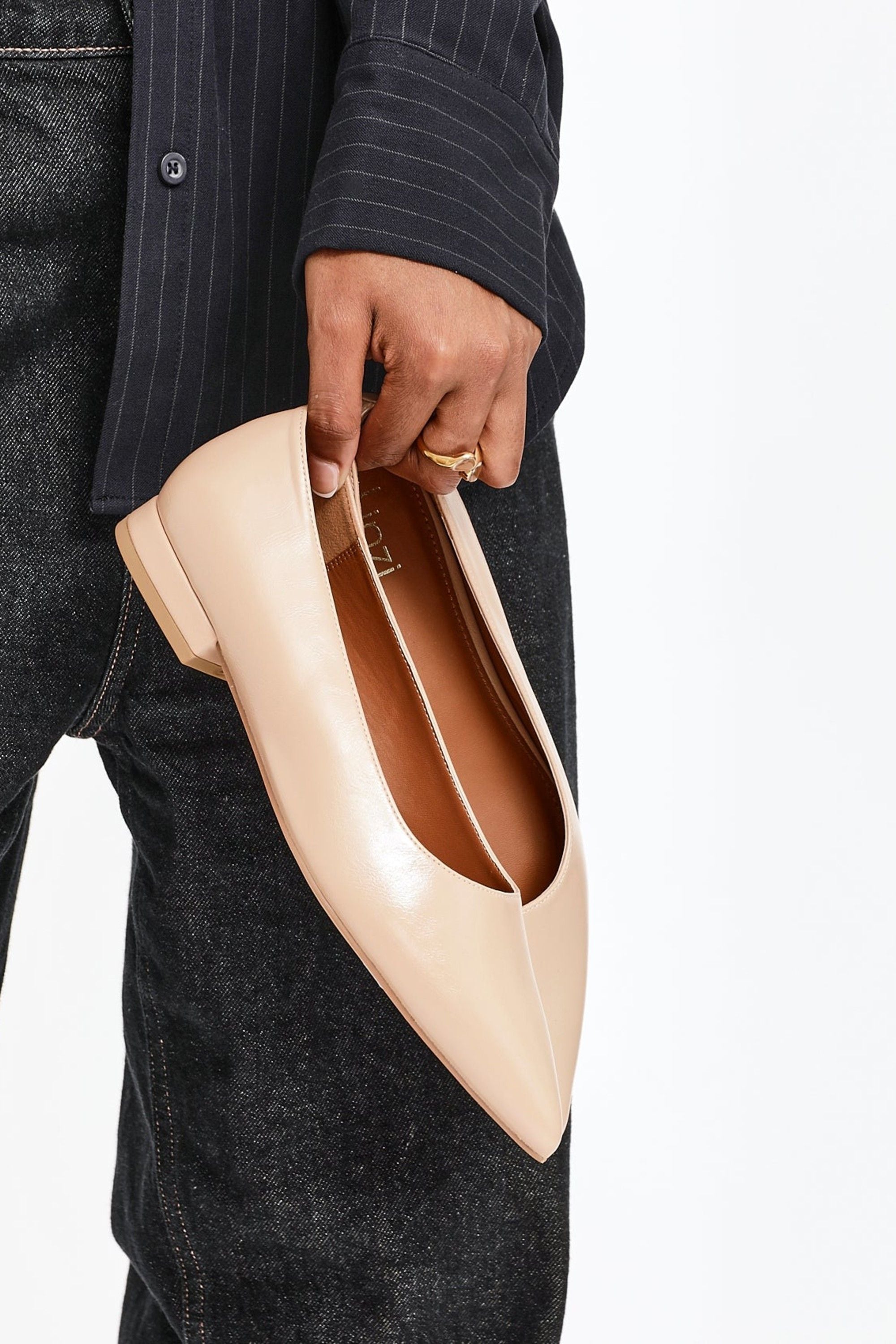 Linzi Compete Wide Fit Nude Faux Leather Pointed Toe Pump image 6