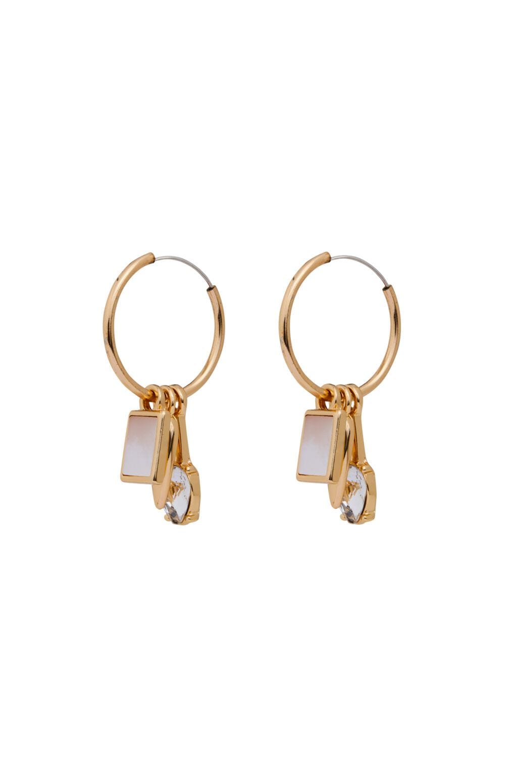Mood Gold Plated Mop Charmed Hoop Earrings image 1