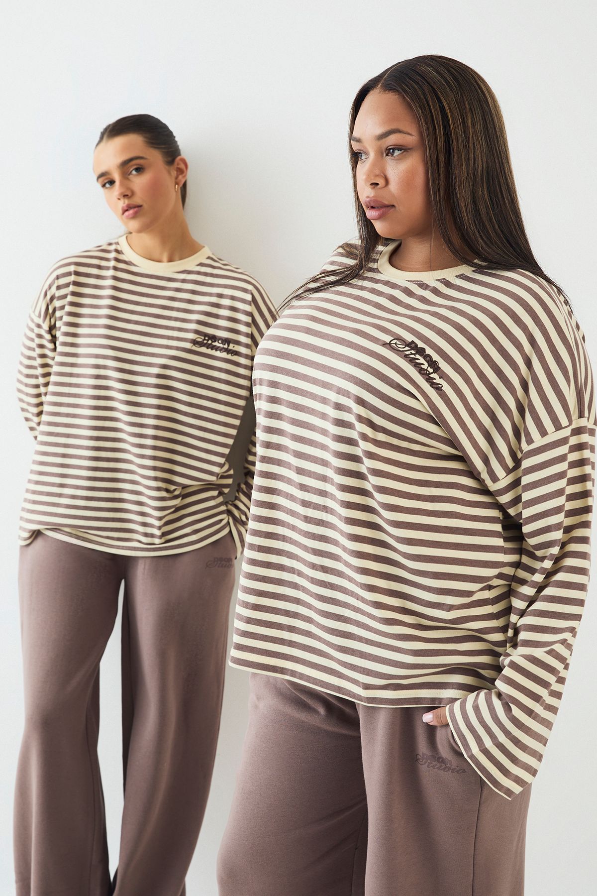 DSGN Studio DSGN Studio Stripe Long Sleeve T-Shirt Mocha image 1