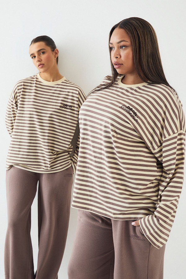 DSGN Studio DSGN Studio Stripe Long Sleeve T-Shirt Mocha