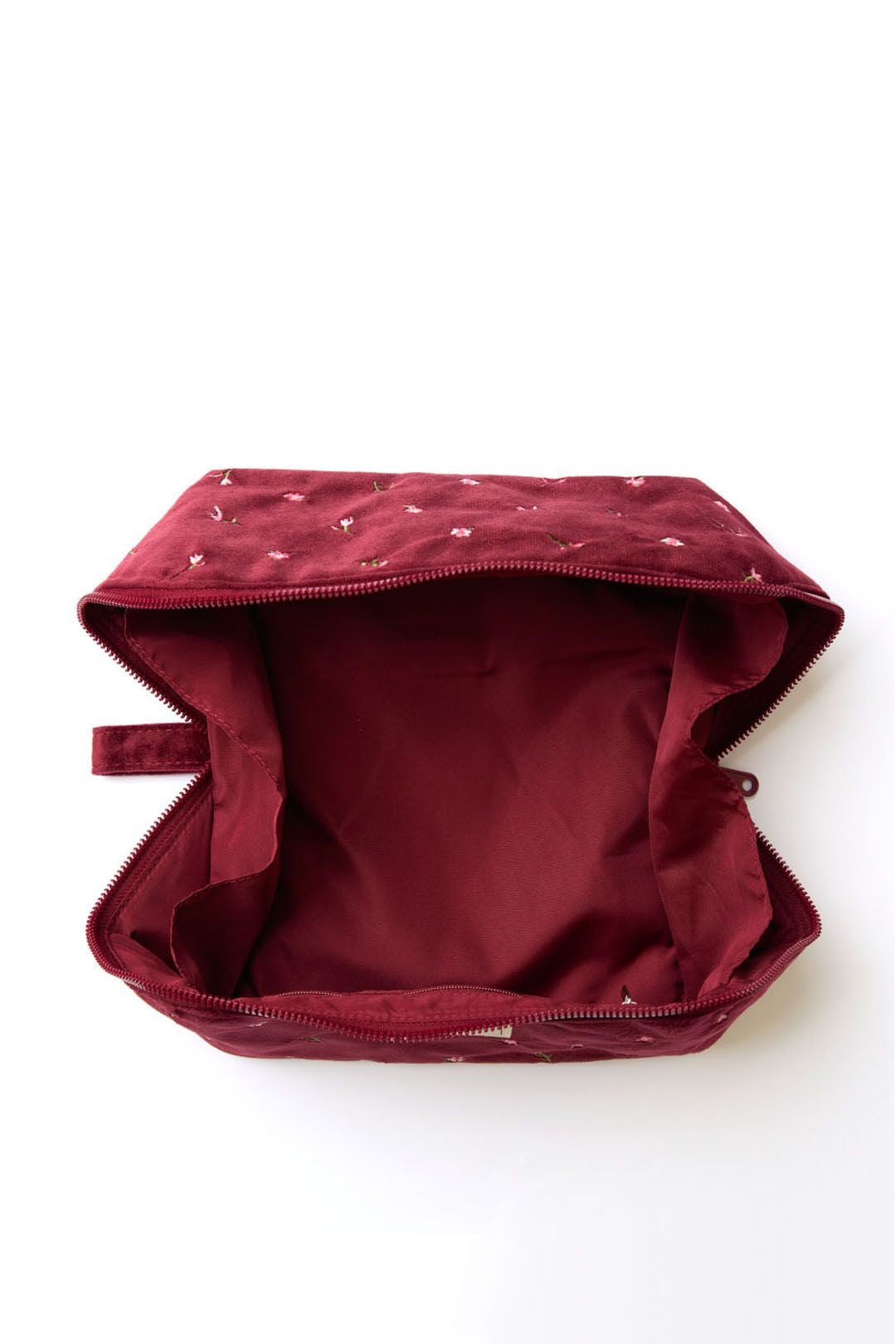 The Flat Lay Co Makeup Box Bag - Ditsy Roses & Flowers Burgundy Embroidered Velvet Multi image 8