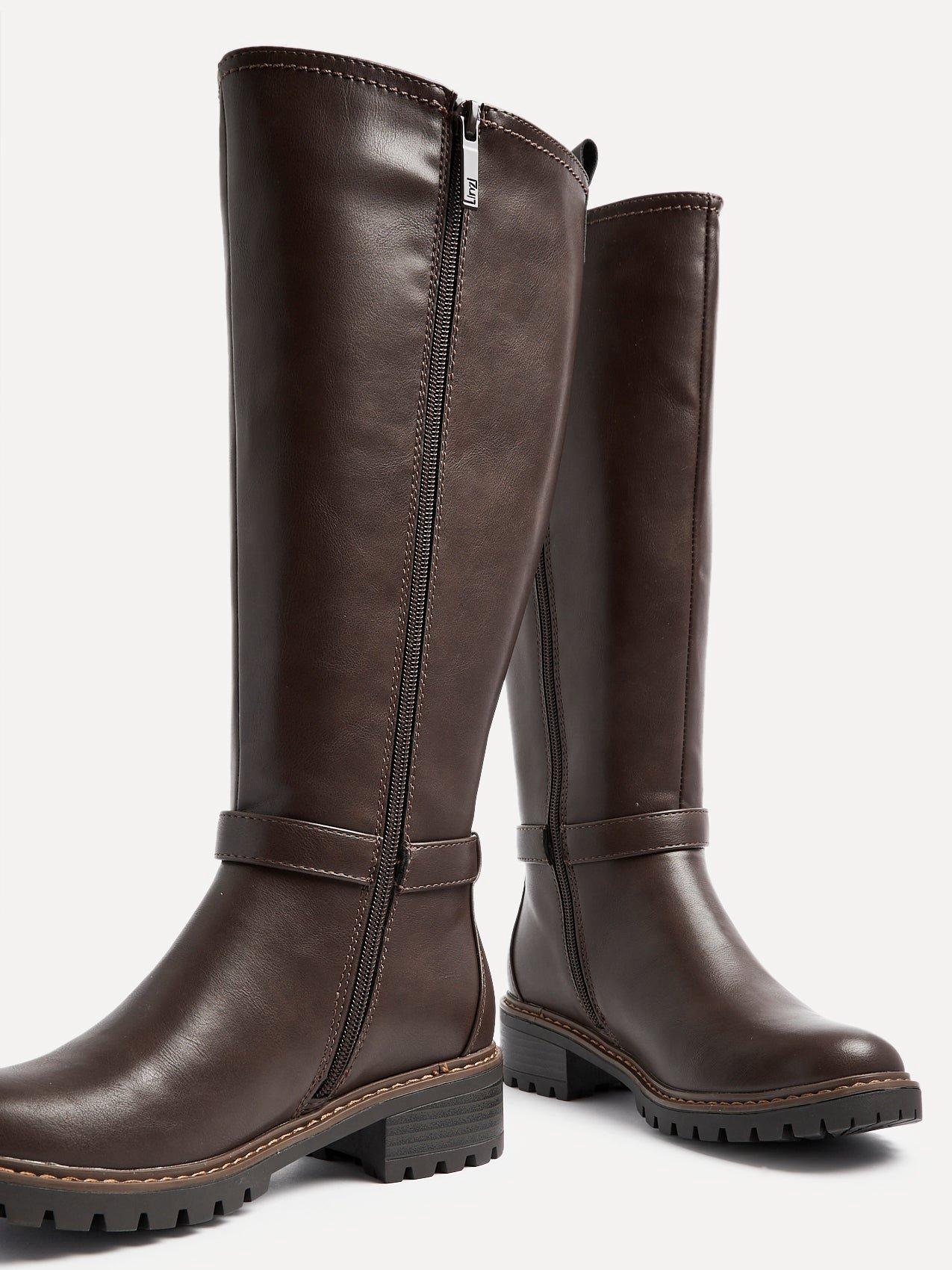 Linzi Gilded Brown Faux Leather High Leg Boot image 4