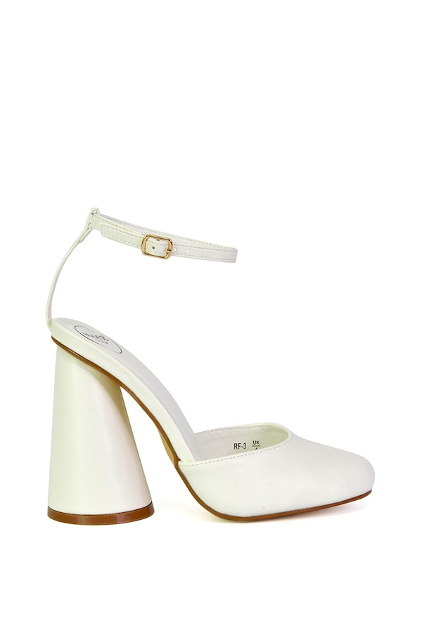 XY London 'Ekin' Ankle Strap Statement Cylinder Block Heel