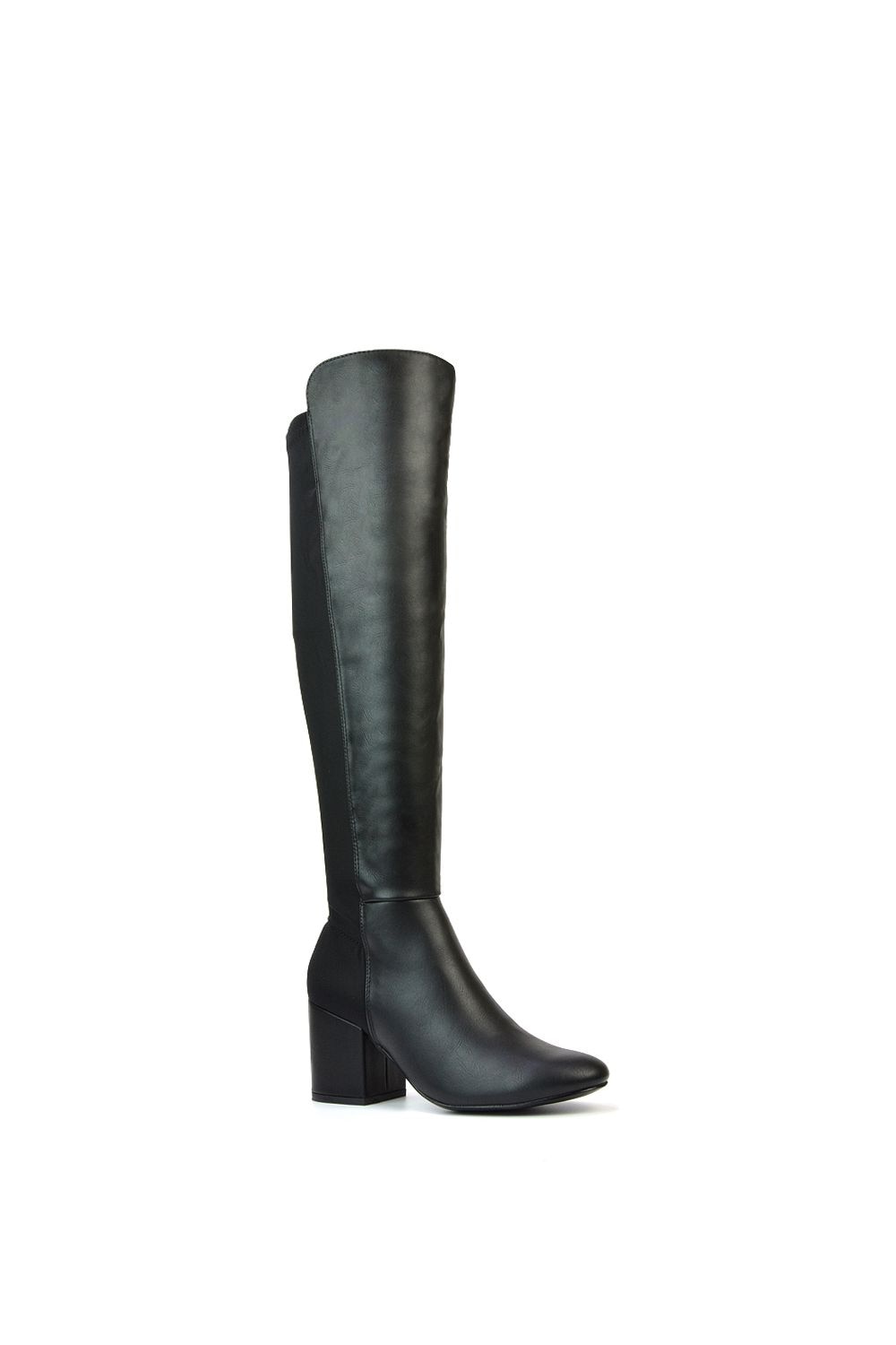 XY London ‘Falcon’ Knee High Boots Elasticated Calf Fit Mid Block Heel image 3