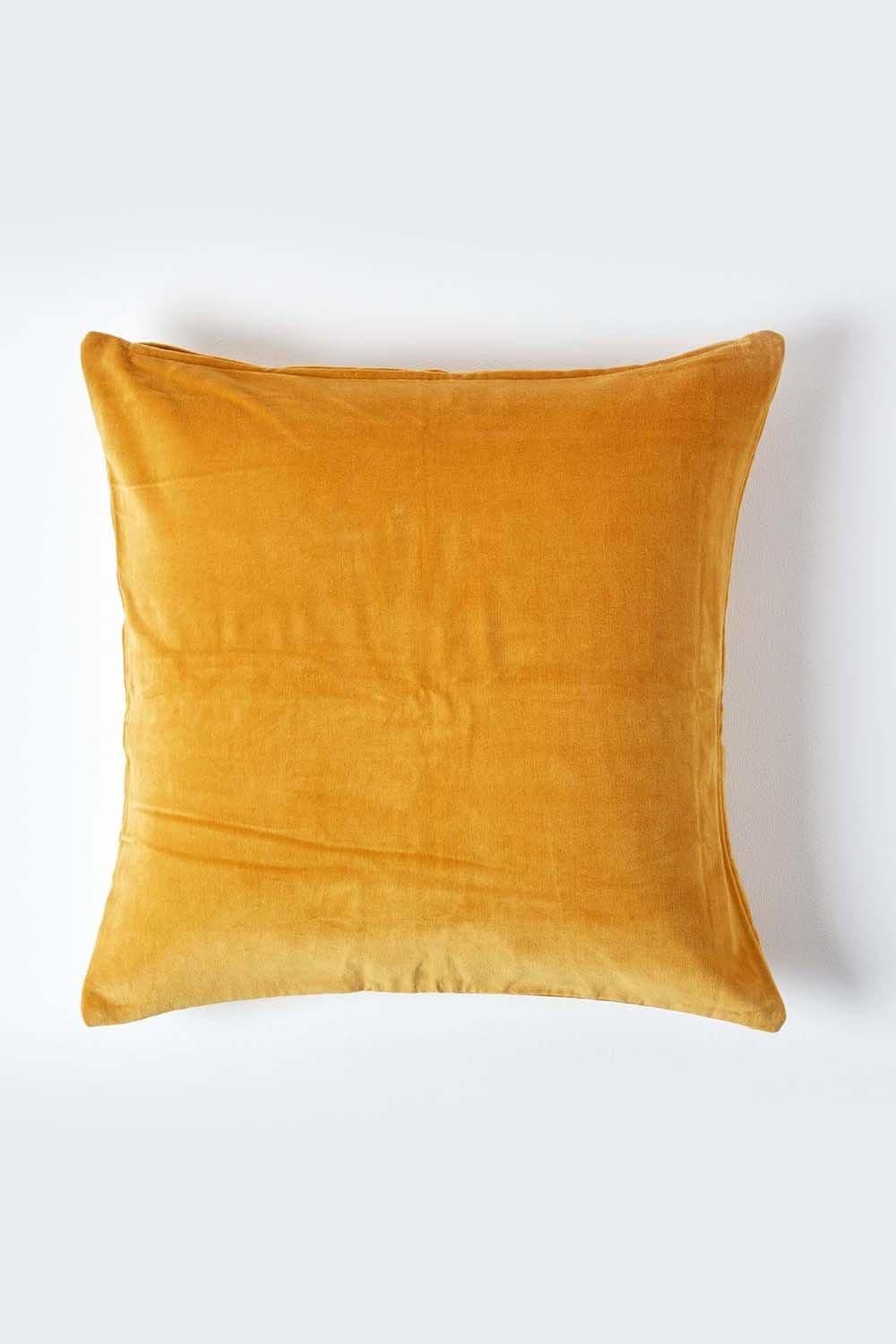Homescapes Velvet Cushion Cover 100% Cotton, Soft & Machine Washable image 1
