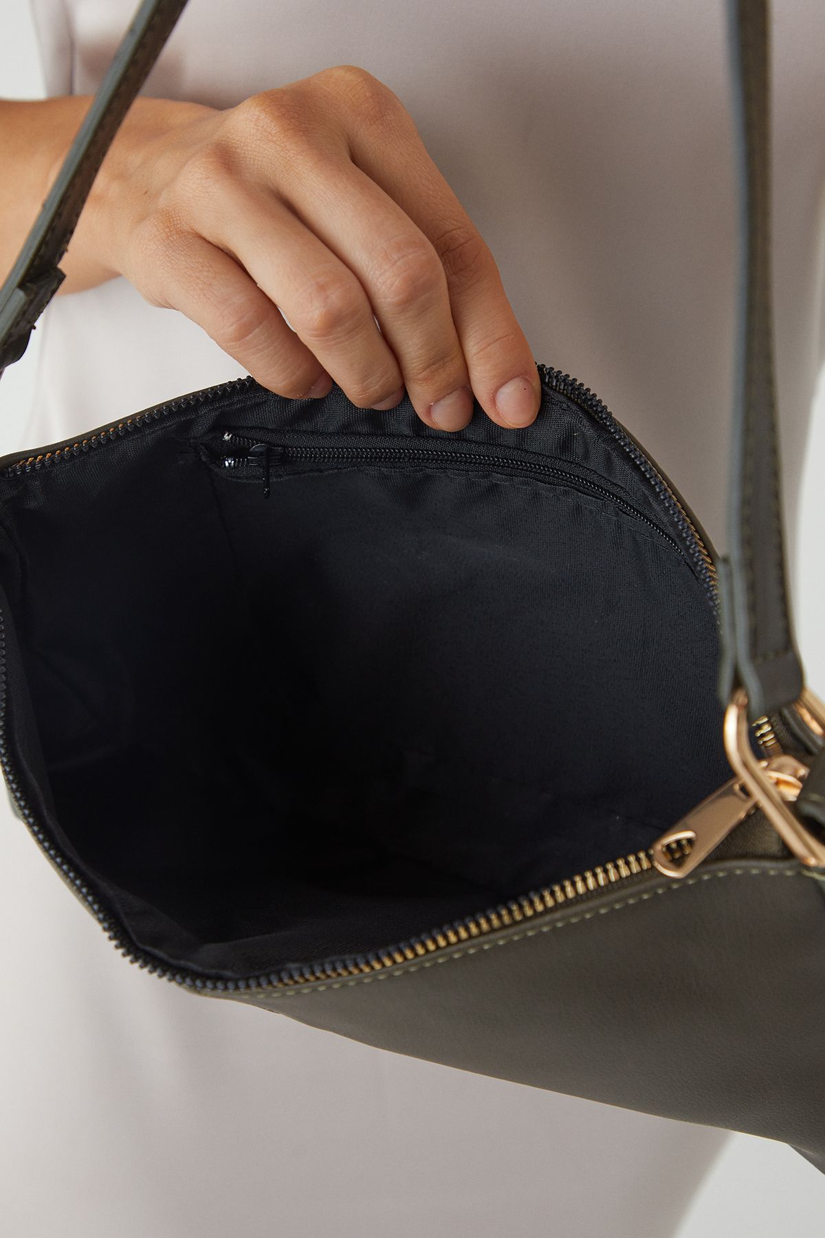 MissPap Slouchy Shoulder Faux Leather Bag Khaki image 3