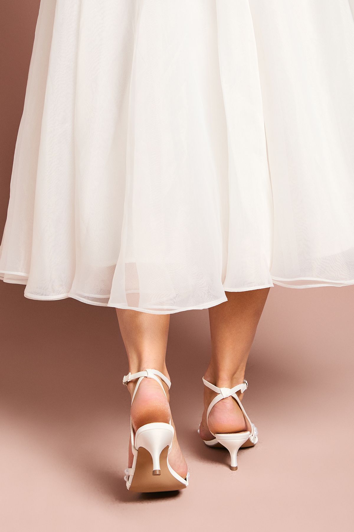 Coast Bridal Kansas Satin Pearl Detail Kitten Heel Sandals White image 4