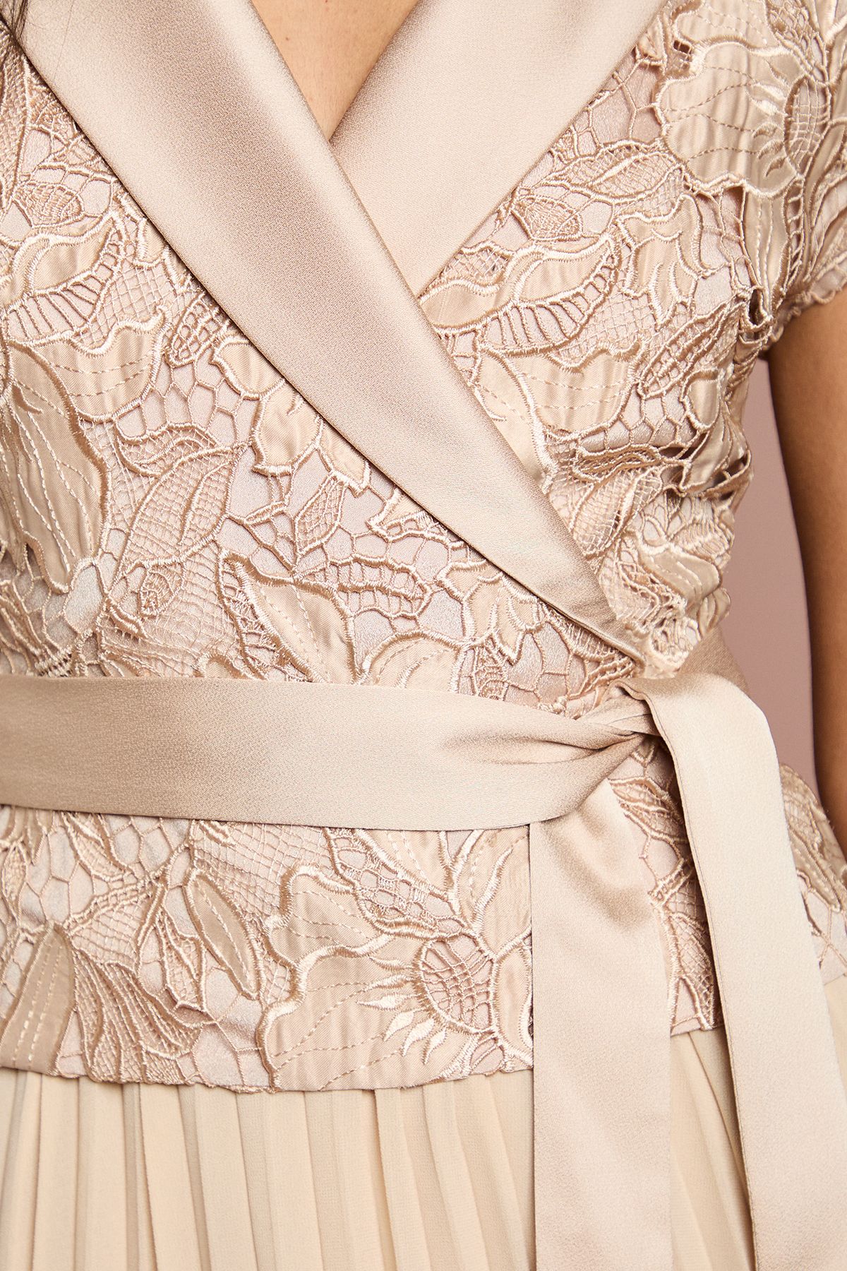 Coast Lace Wrap Top Pleat Tux Midi Dress Champagne image 5