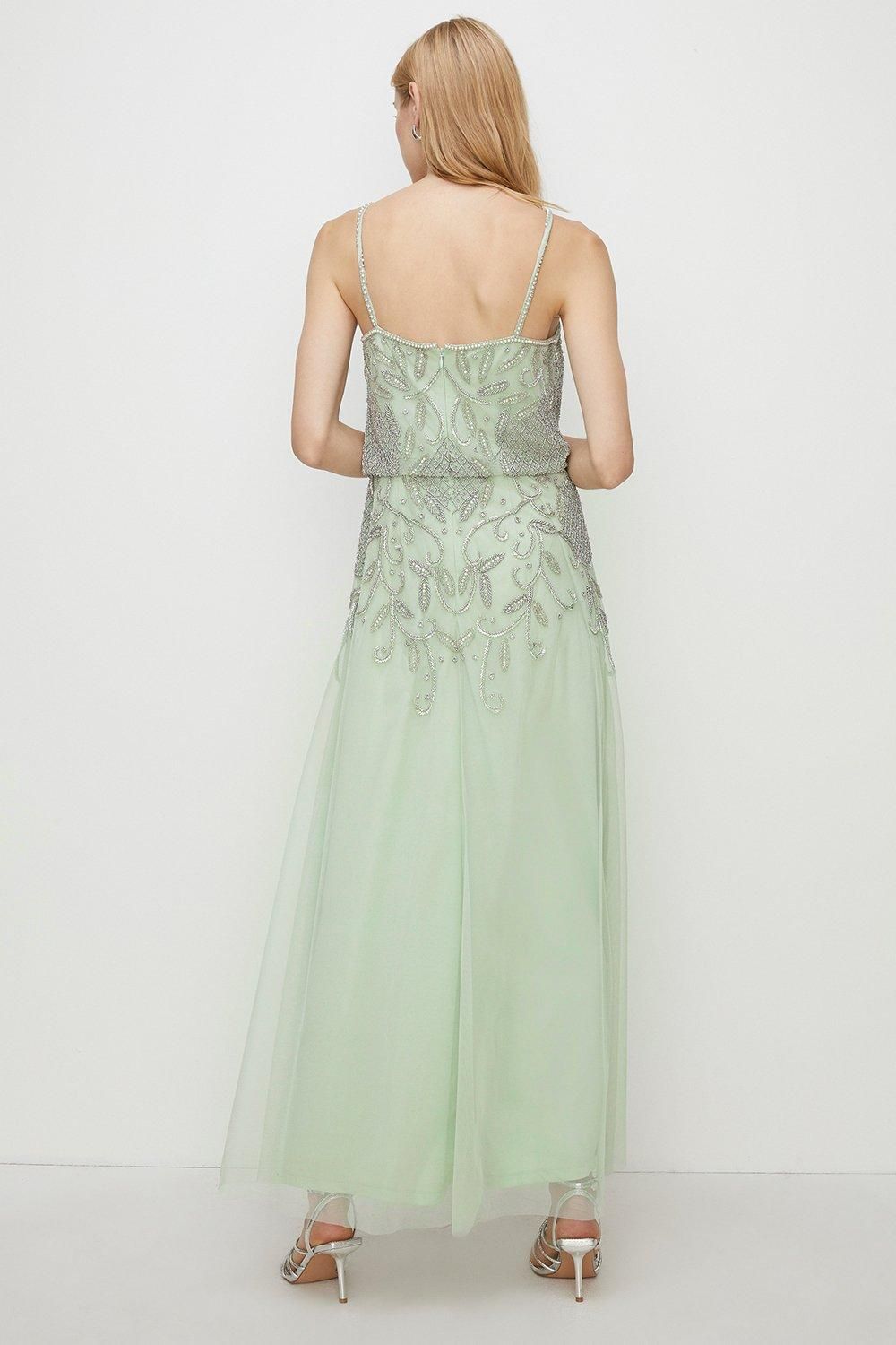 Oasis Embellished Strappy Midi Dress Sage image 3