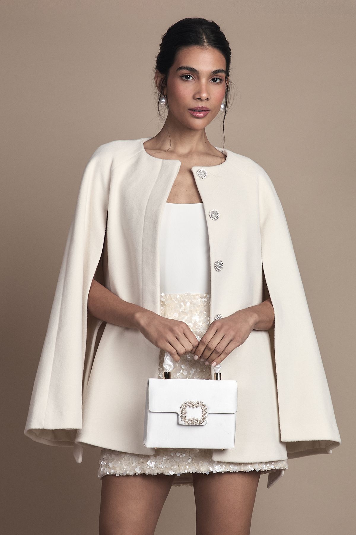 Coast White Belted Short Occasion Cape Coat White image 4