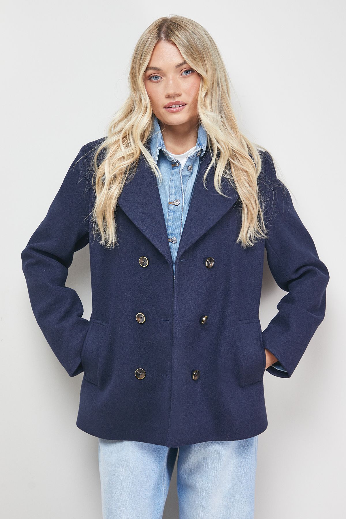 Oasis Double Breasted Blazer Coat Navy image 2