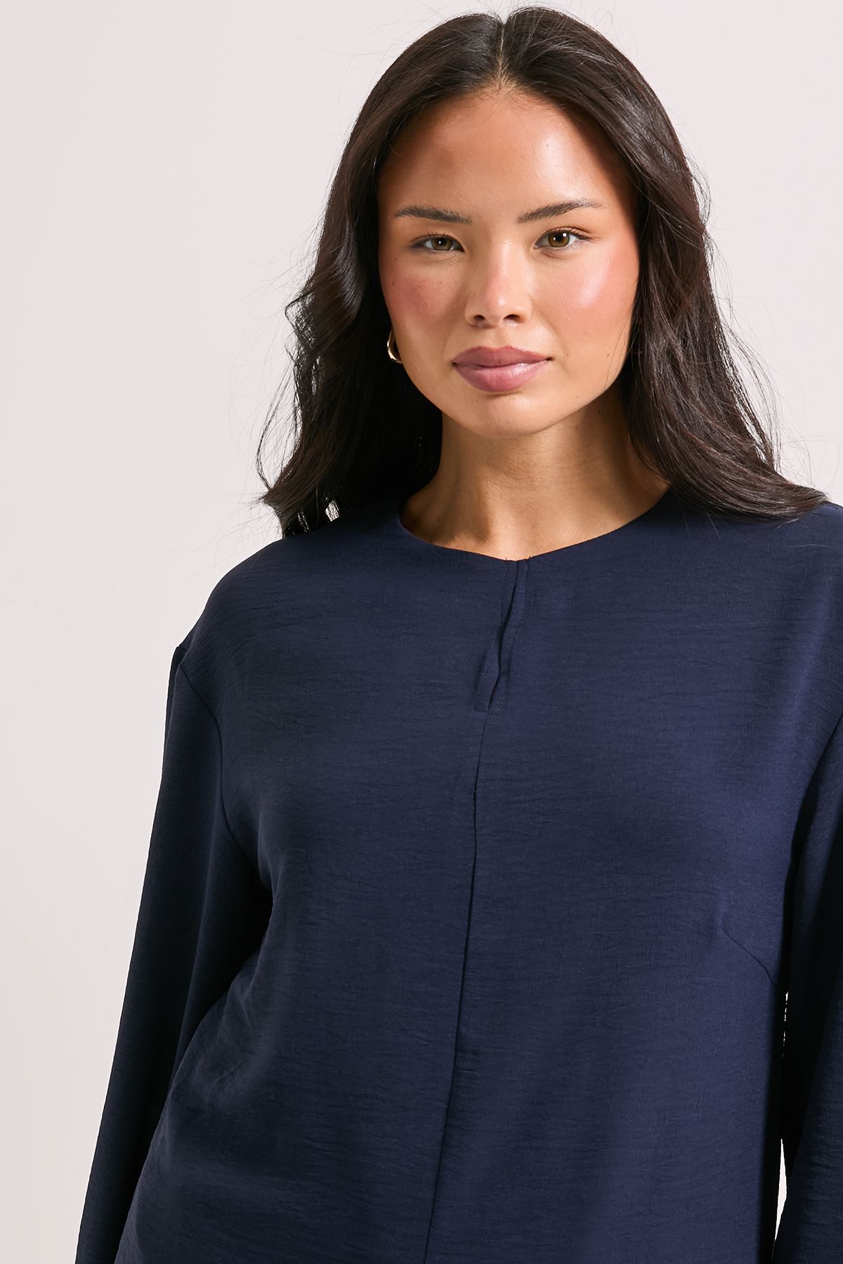 Dorothy Perkins Keyhole Front Long Sleeve Blouse Navy image 4