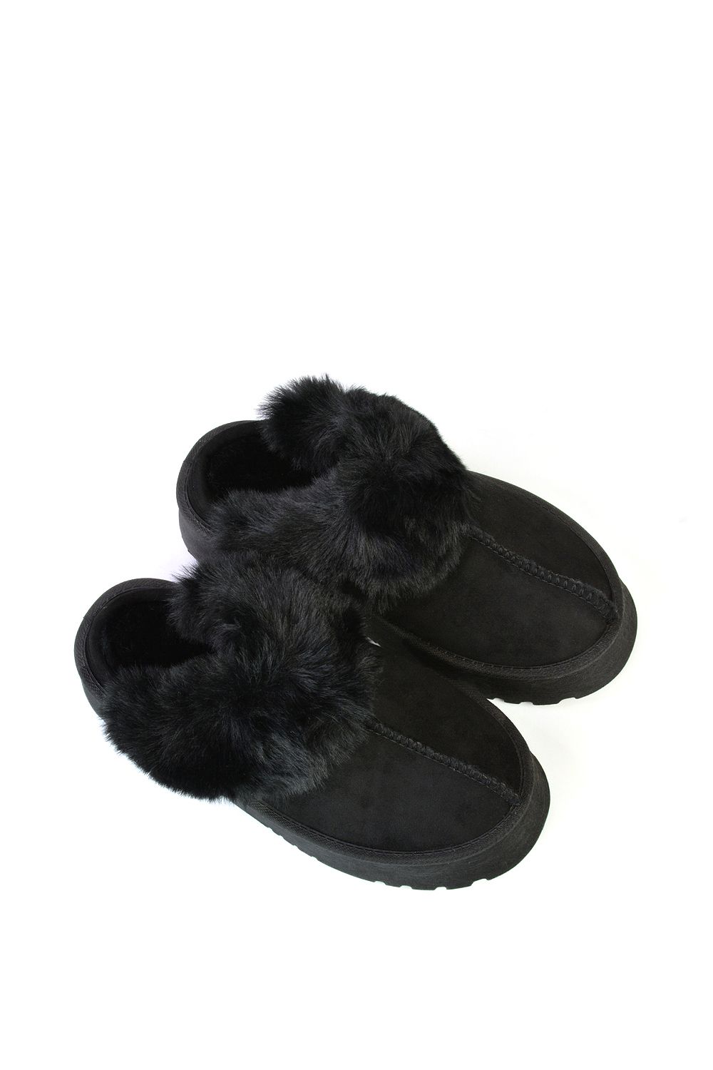 XY London 'Faith' Slip On Faux Fur Slippers with Platform Sole image 4