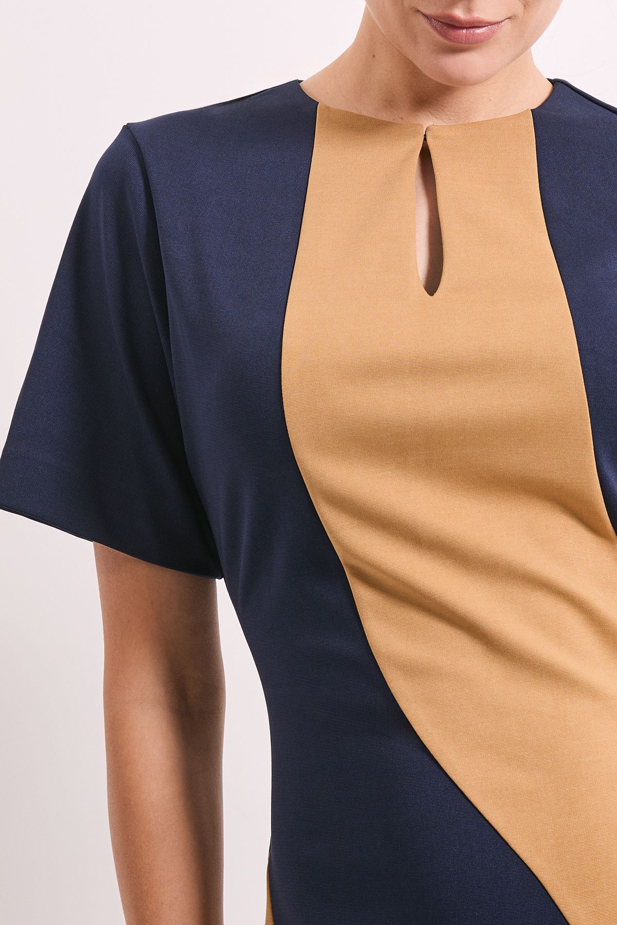 Principles Colour Block Ponte Detail Midi Dress Camel image 4