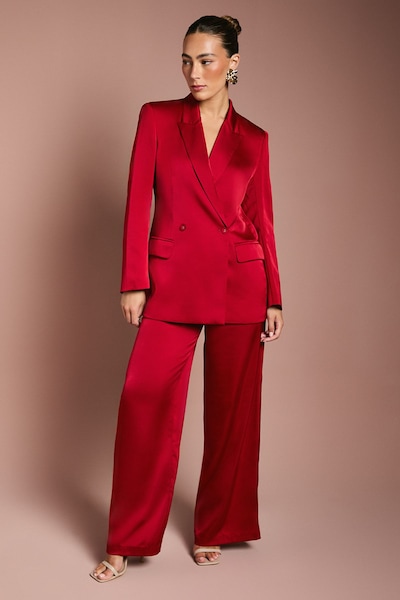 Coast Satin Flare Trouser Burgundy