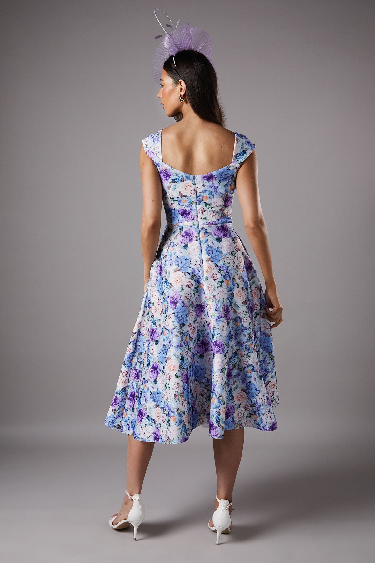 Coast Floral Sweetheart Scuba Midi Dress Blue image 3