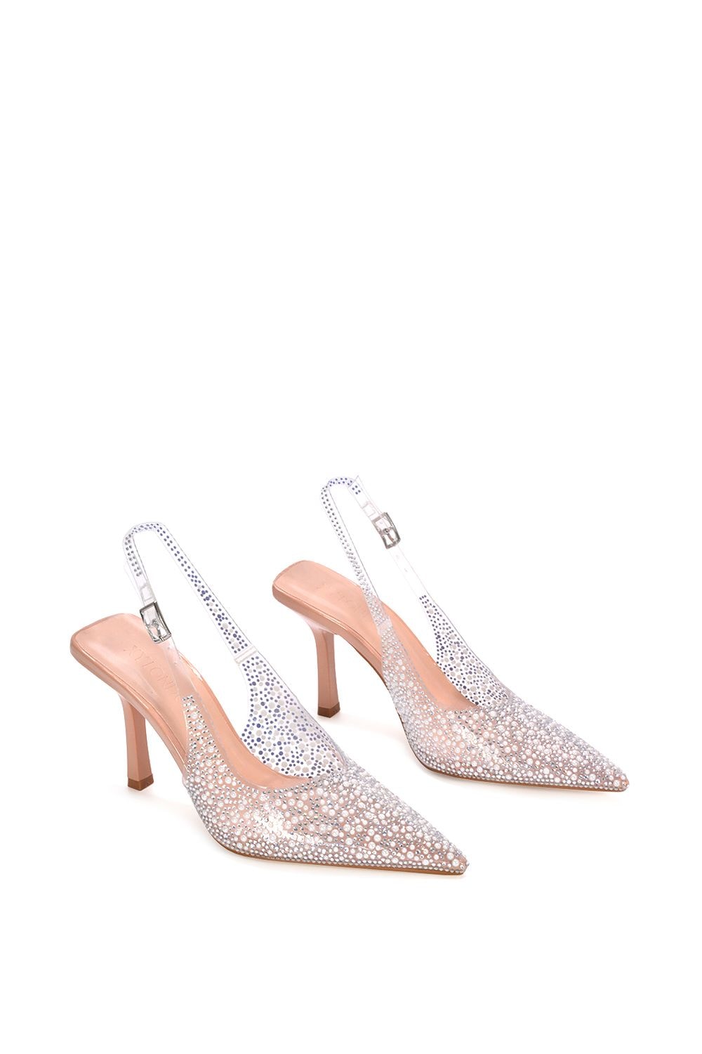 XY London 'Pauline' Pointed Toe Perspex Sparkly Slingback Stiletto High Heels image 5