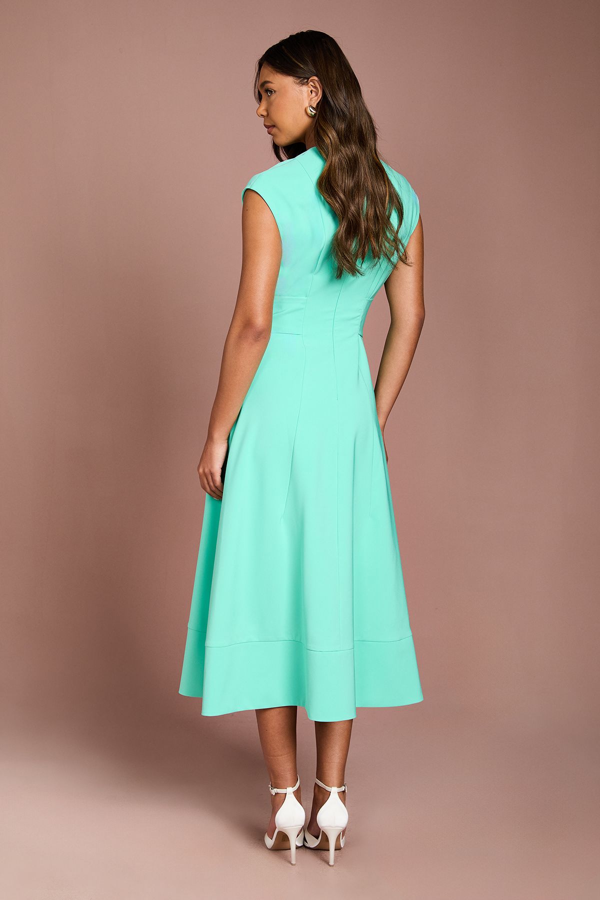 Coast Belted Crepe Dress Aqua image 3