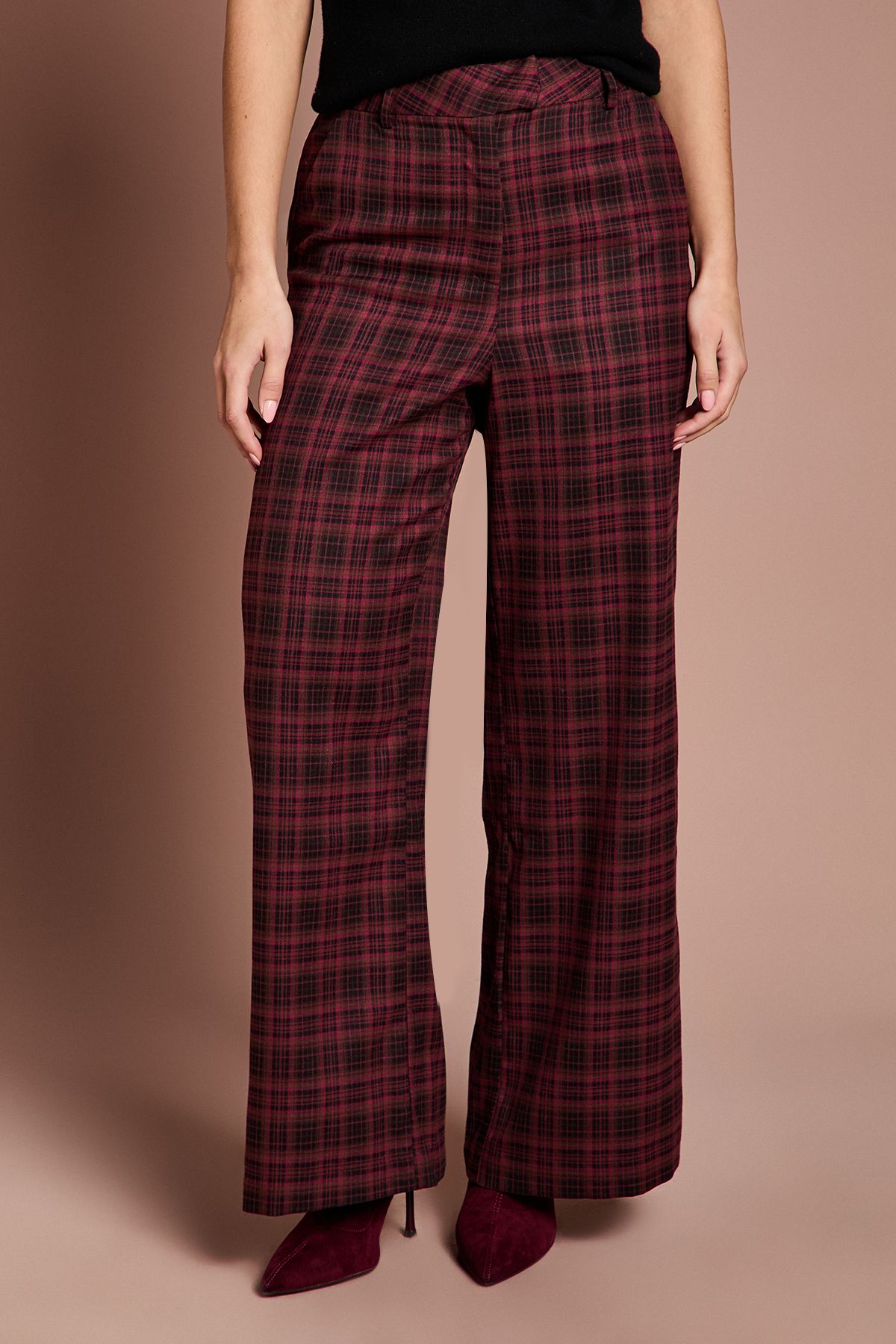 Coast Lisa Tan Premium Formal Check Trouser Berry