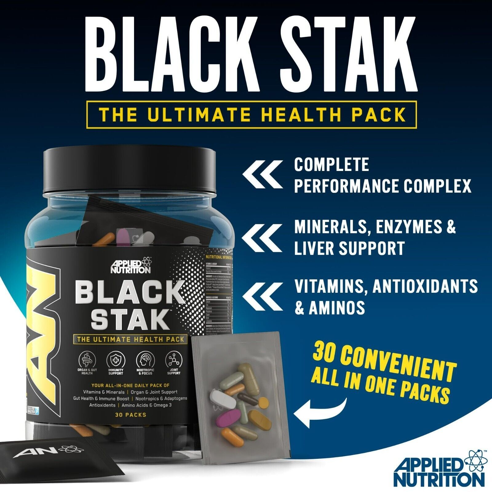 Applied Nutrition Black Stak Ultimate Health Pack - 30 Servings image 2