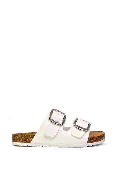 XY London 'Dolly' Slip On Slider Double Buckle Flat Sandals