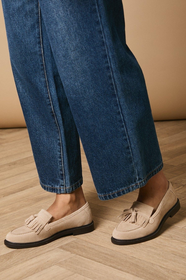 Oasis Brighton Suede Tassel Loafers Beige