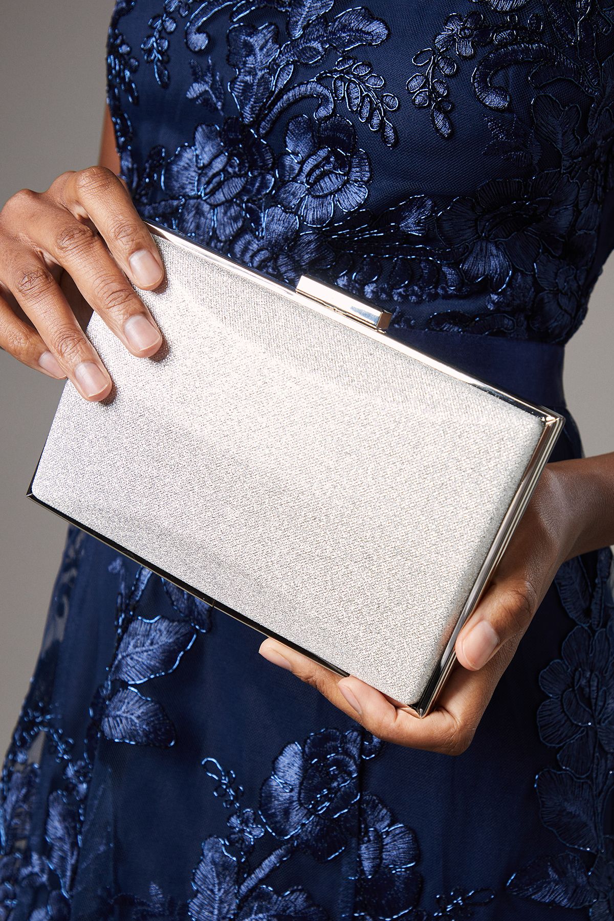 Coast Sicily Glitter Hard Clutch Bag Silver image 1