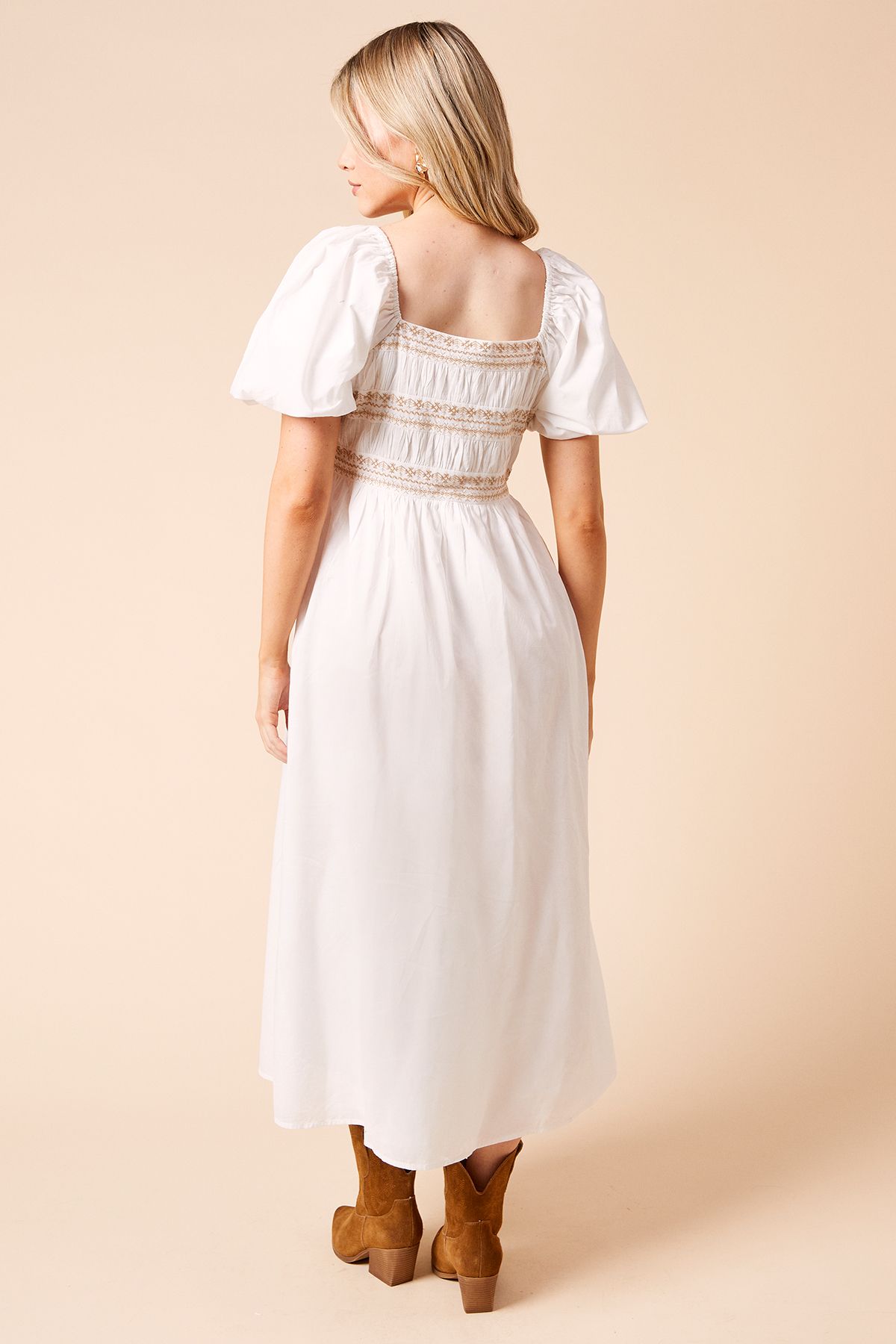 Dorothy Perkins Embroidered Bust Button Through Poplin Midi Dress Rust image 3