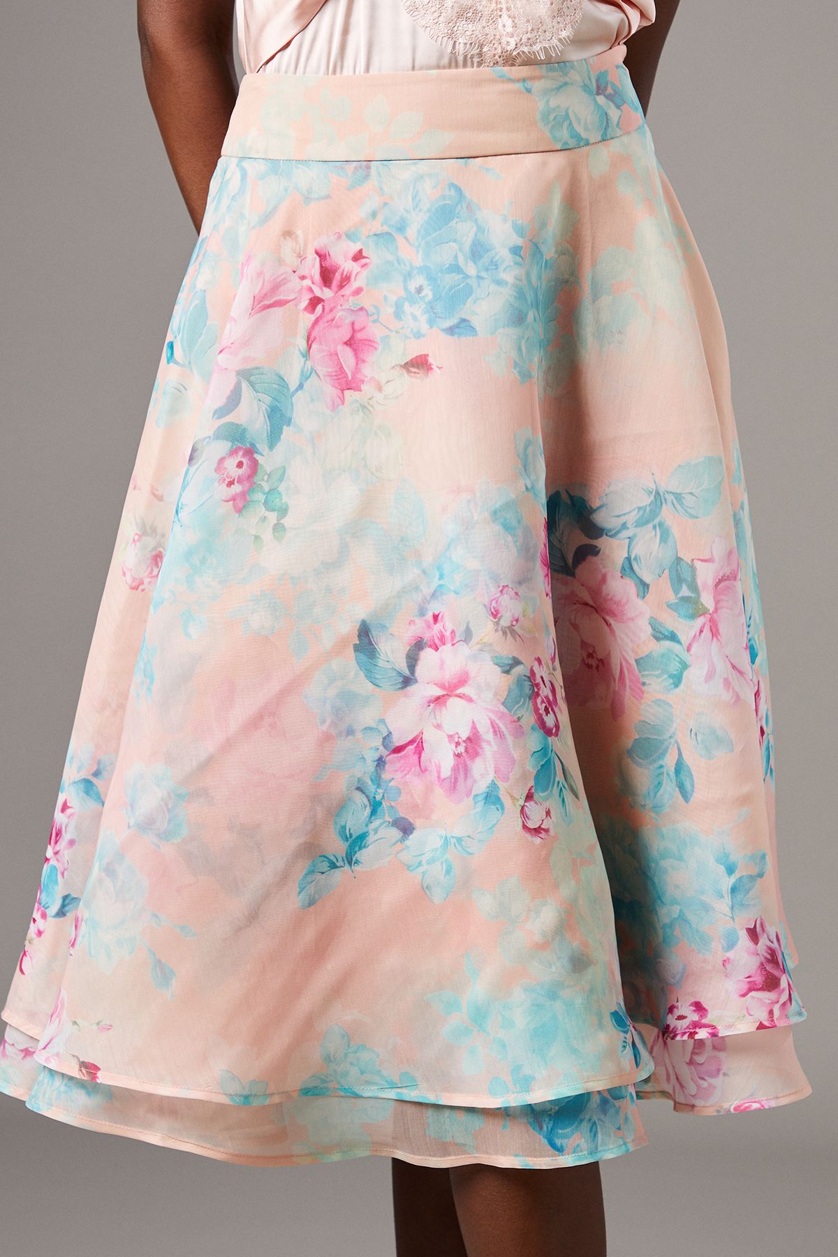 Coast Organza Floral Midi Skirt Peach image 4