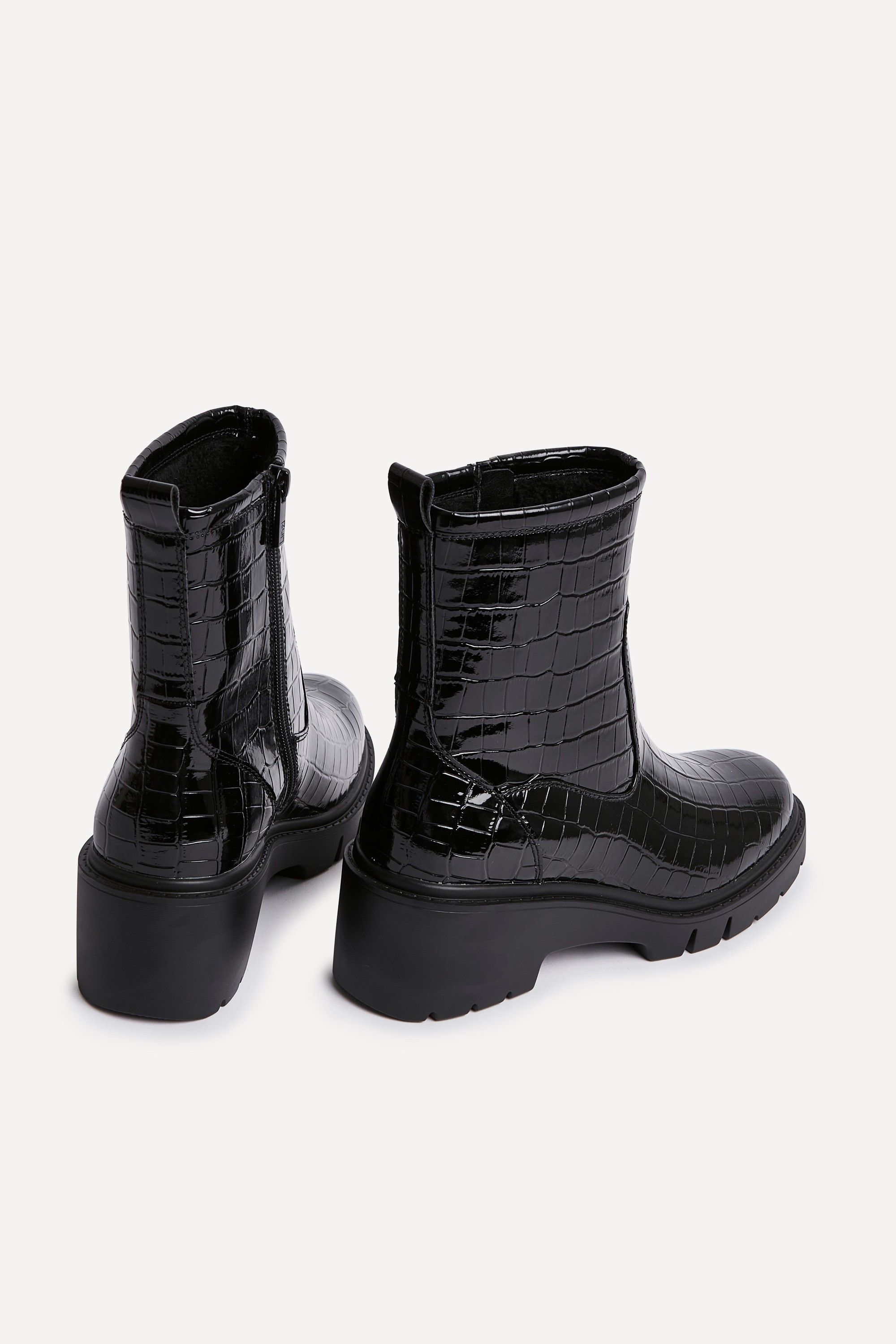 Linzi Limited Black Faux Croc Leather Ankle Boot image 4