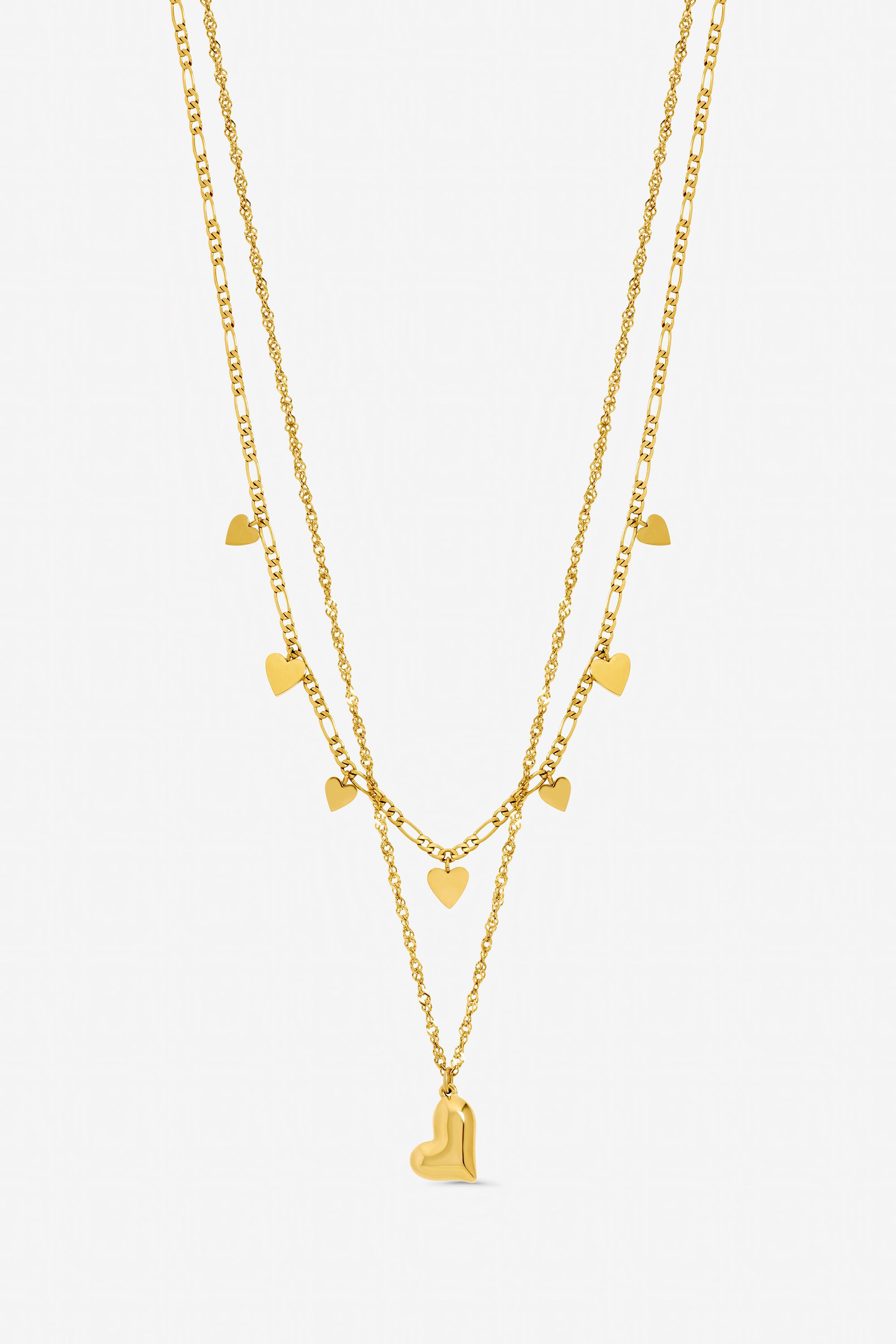 Jon Richard Gold Plated waterproof Heart Double Row Necklace