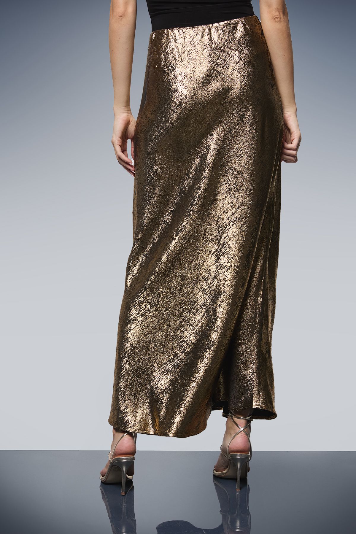 Oasis Metallic Satin Slip Skirt Metallic Gold image 3