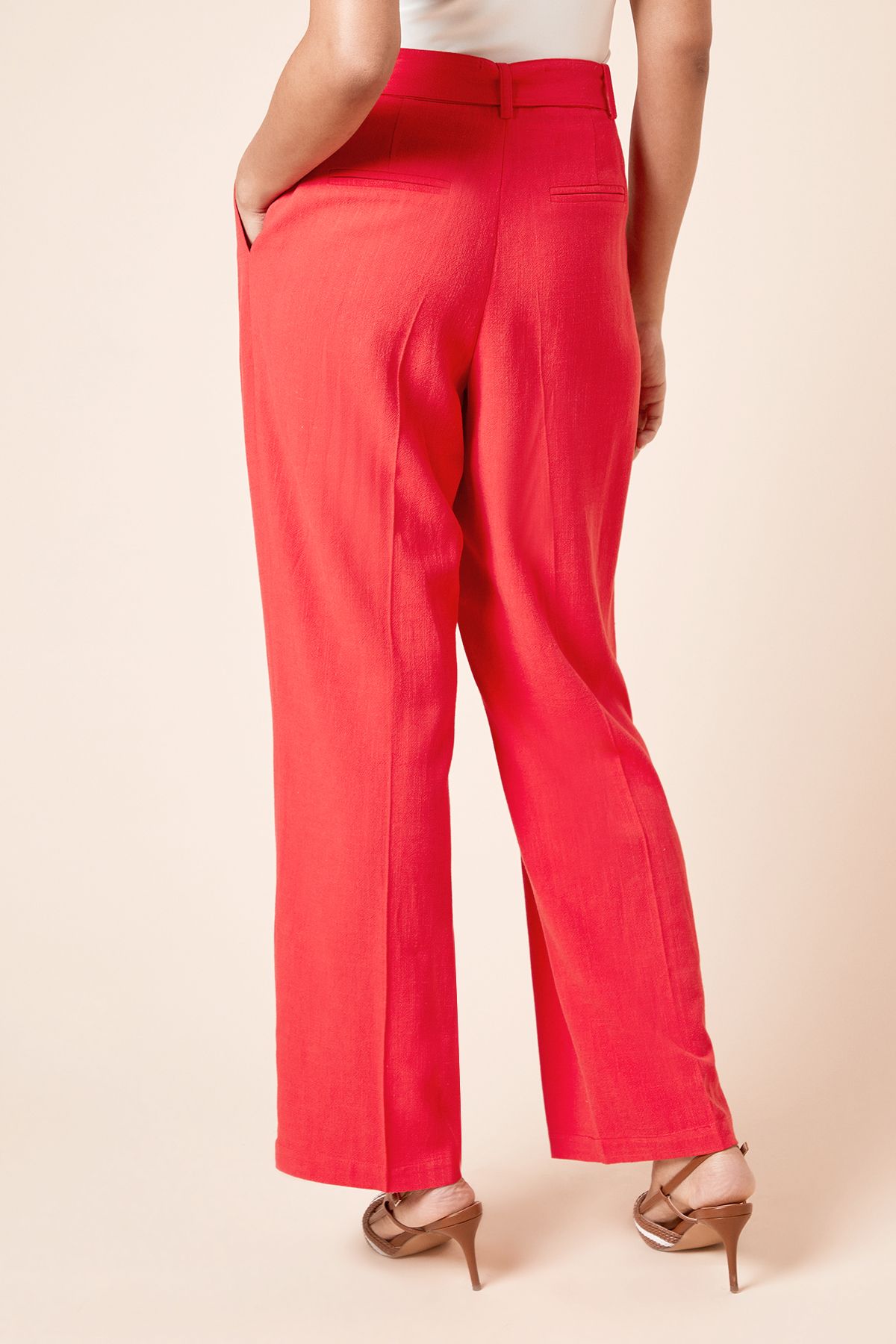 Dorothy Perkins Belted Wide Leg Trouser Red image 3